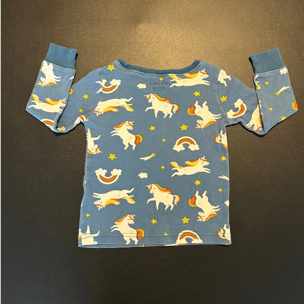 Old Navy Toddler Girls Unicorn Rainbow Pajama Set Blue 2-Piece 3T Cotton 1465